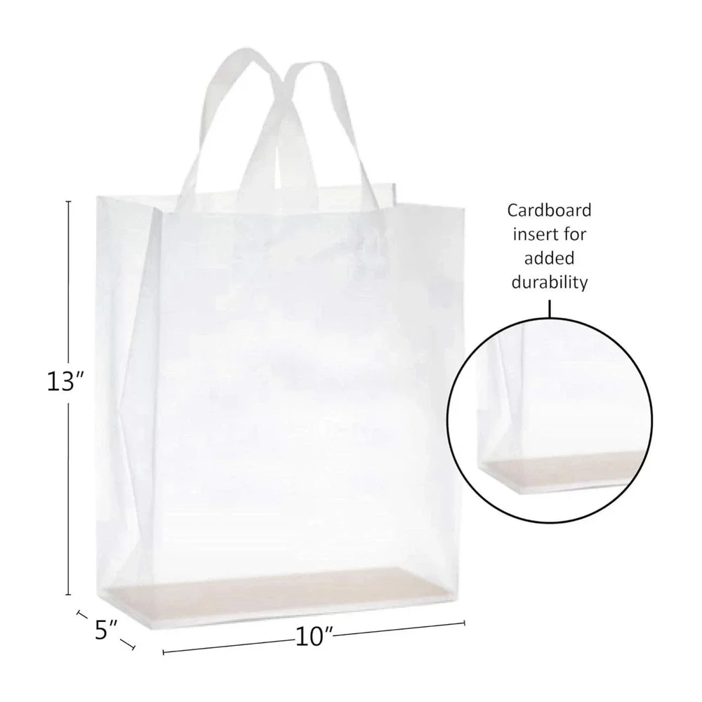Purple Q Crafts Frosted Plastic Gift Bags 100 1 Count (Pack of 100), clear